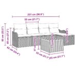 Gartensofa-set mit Kissen 6 pcs Schwarz Poly-Rattan – Bild 9