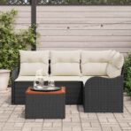 Gartensofa-set mit Kissen 5 pcs Schwarz Poly-Rattan – Bild 3