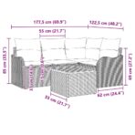 Gartensofa-set mit Kissen 5 pcs Schwarz Poly-Rattan – Bild 9