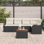Gartensofa-set mit Kissen 6 pcs Schwarz Poly-Rattan – Bild 3