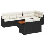 Gartensofa-set mit Kissen 9 pcs Schwarz Poly-Rattan – Bild 2