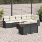 Gartensofa-set mit Kissen 9 pcs Schwarz Poly-Rattan – Bild 3
