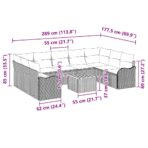 Gartensofa-set mit Kissen 10 pcs Schwarz Poly-Rattan – Bild 9