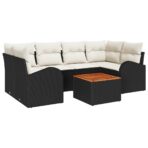 Gartensofa-set mit Kissen 7 pcs Schwarz Poly-Rattan – Bild 2