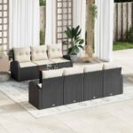 Gartensofa-set mit Kissen 8 pcs Schwarz Poly-Rattan