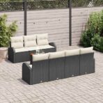 Gartensofa-set mit Kissen 8 pcs Schwarz Poly-Rattan – Bild 3