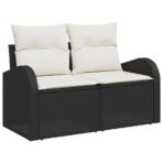 Gartensofa-set mit Kissen 8 pcs Schwarz Poly-Rattan – Bild 5