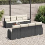 Gartensofa-set mit Kissen 9 pcs Schwarz Poly-Rattan – Bild 3