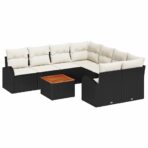 Gartensofa-set mit Kissen 9 pcs Schwarz Poly-Rattan – Bild 2