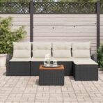 Gartensofa-set mit Kissen 6 pcs Schwarz Poly-Rattan – Bild 3