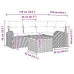 Gartensofa-set mit Kissen 5 pcs Schwarz Poly-Rattan – Bild 13