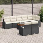 Gartensofa-set mit Kissen 9 pcs Schwarz Poly-Rattan – Bild 3