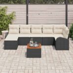 Gartensofa-set mit Kissen 8 pcs Schwarz Poly-Rattan – Bild 3