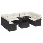 Sofa Set mit Kissen 10 pcs Schwarz Poly-Rattan – Bild 2