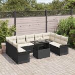 Sofa Set mit Kissen 10 pcs Schwarz Poly-Rattan – Bild 3
