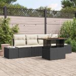Garten Essgruppe mit Kissen 5 pcs Schwarz und Creme