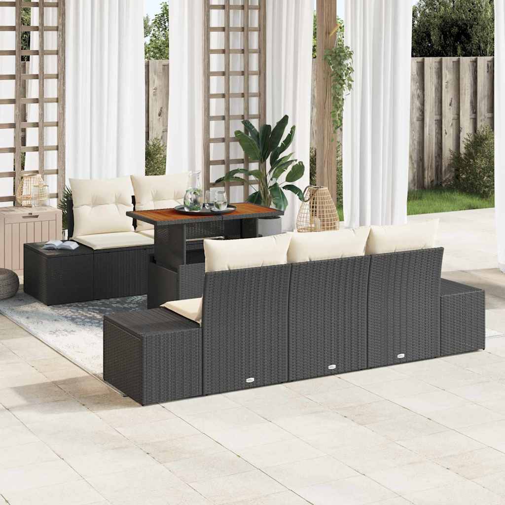 3349900_1.jpg Garten Essgruppe mit Kissen 6 pcs Schwarz und Creme – Bild 1