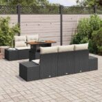 Garten Essgruppe mit Kissen 6 pcs Schwarz und Creme – Bild 3