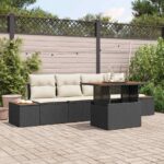Garten Essgruppe mit Kissen 5 pcs Schwarz und Beige
