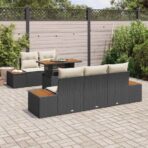 Garten Essgruppe mit Kissen 6 pcs Schwarz und Beige – Bild 3