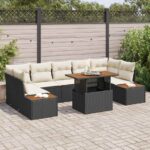 Garten Essgruppe mit Kissen 8 pcs Schwarz und Beige