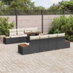 Garten Essgruppe mit Kissen 9 pcs Schwarz und Beige – Bild 3