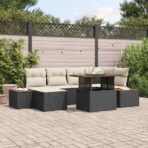 Garten Essgruppe mit Kissen 7 pcs Schwarz und Beige