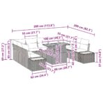 Garten Essgruppe mit Kissen 10 pcs Schwarz und Beige – Bild 11