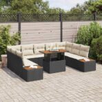 Garten Essgruppe mit Kissen 10 pcs Schwarz und Beige – Bild 3