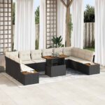 Garten Essgruppe mit Kissen 11 pcs Schwarz und Beige