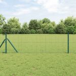 Zaun mit Pfosten Grün 0,4 x 10 m Stahl und PVC