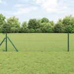 Zaunpfosten Grün 10 x 0,4 m (40 x 40 mm Maschen) Stahl und PVC