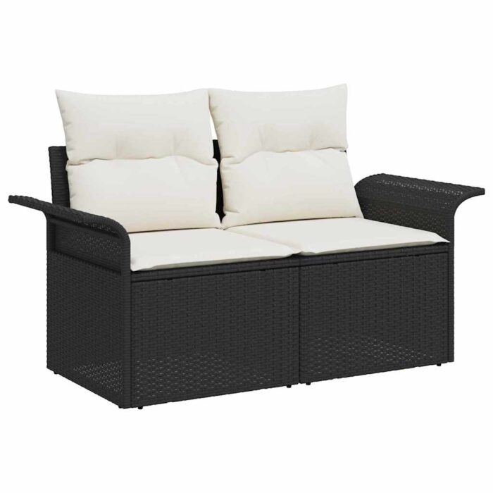 Garten-Sofa-Set mit Kissen mit Speicher 6 pcs Schwarz und Creme – Bild 5