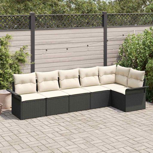 3354046_1.jpg Garten-Sofa-Set mit Kissen 6 pcs Schwarz Poly Rattan – Bild 1