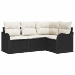 Gartensofa-set mit Speicher 4 pcs Schwarz Poly-Rattan – Bild 2