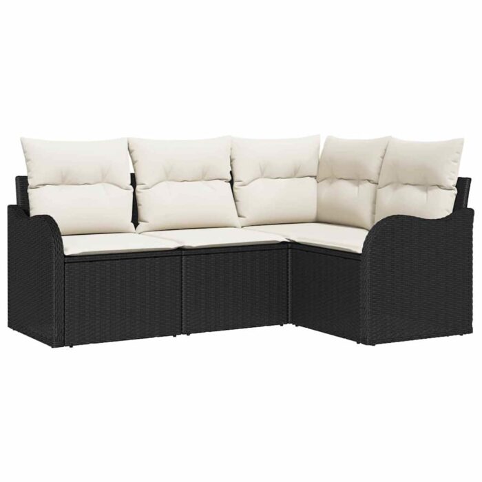 Gartensofa-set mit Speicher 4 pcs Schwarz Poly-Rattan – Bild 2