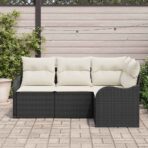 Gartensofa-set mit Speicher 4 pcs Schwarz Poly-Rattan – Bild 3