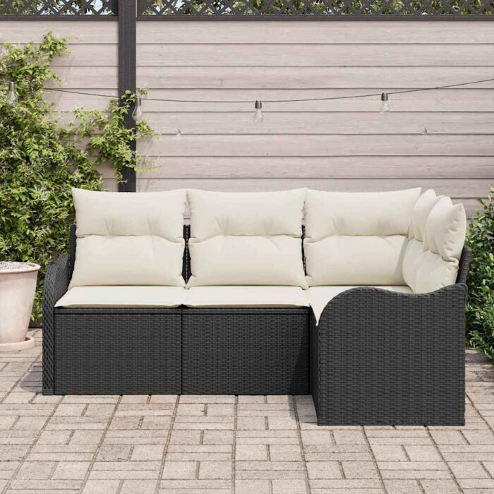 Gartensofa-set mit Speicher 4 pcs Schwarz Poly-Rattan – Bild 3