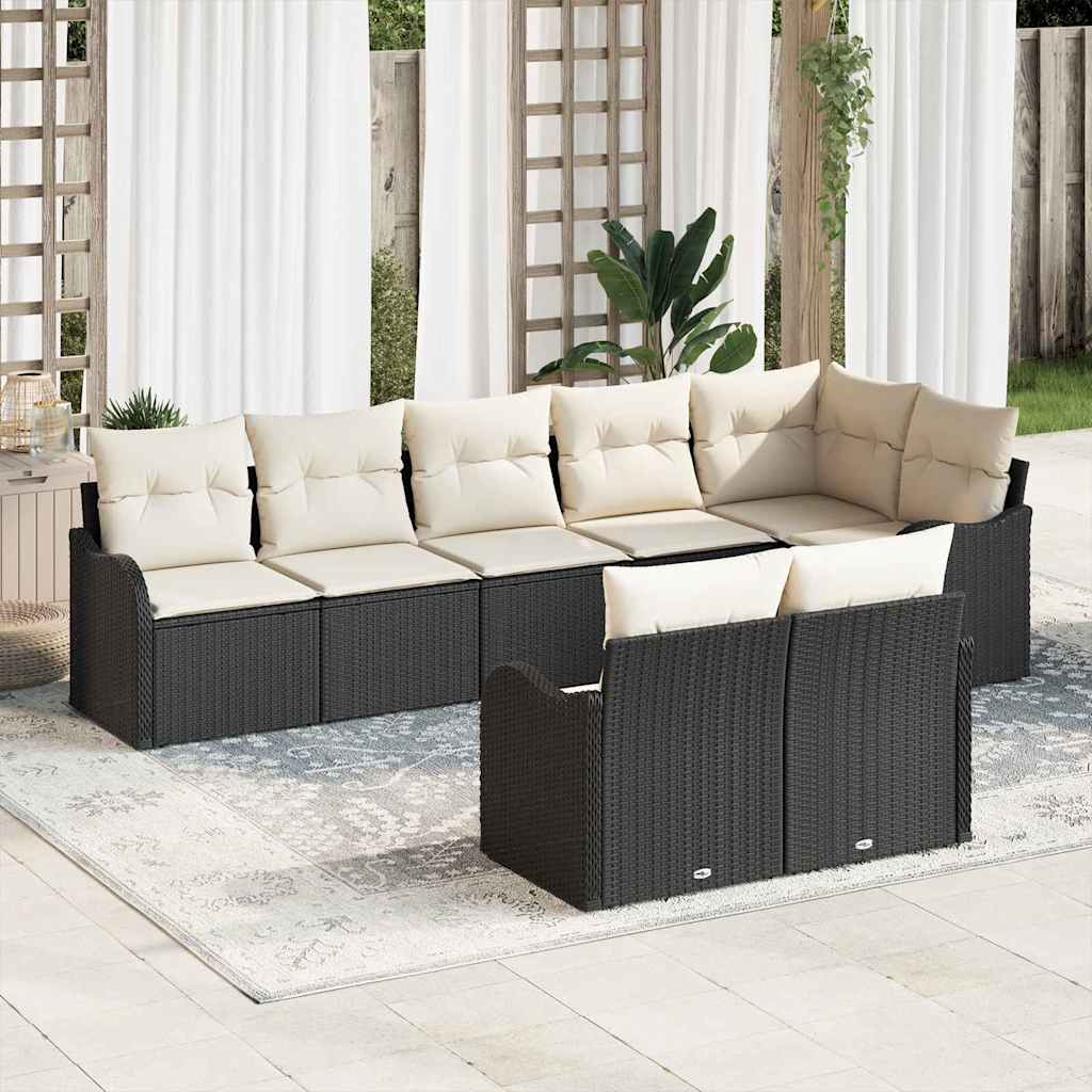 3354416_1.jpg Gartensofa-set mit Speicher 8 pcs Schwarz und Weiss Poly-Rattan – Bild 1