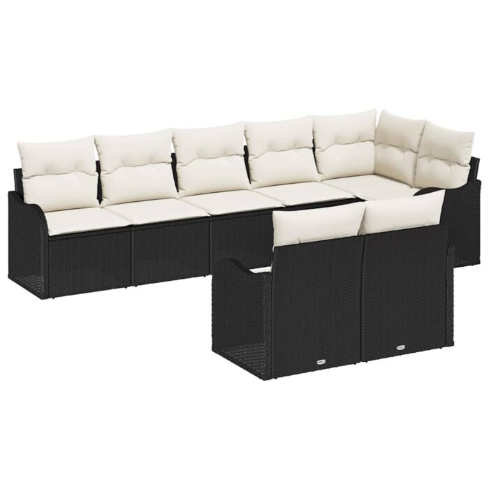 Gartensofa-set mit Speicher 8 pcs Schwarz und Weiss Poly-Rattan – Bild 2