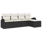 Sofa Set mit Kissen 5 pcs Schwarz und Weiss Poly-Rattan – Bild 2