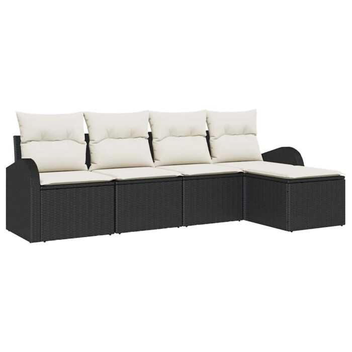 Sofa Set mit Kissen 5 pcs Schwarz und Weiss Poly-Rattan – Bild 2