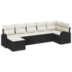 Sofa Set mit Kissen mit Speicher 7 pcs Schwarz Poly-Rattan – Bild 2