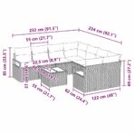 Sofa Set mit Kissen 9 pcs Schwarz und Creme Poly-Rattan – Bild 13