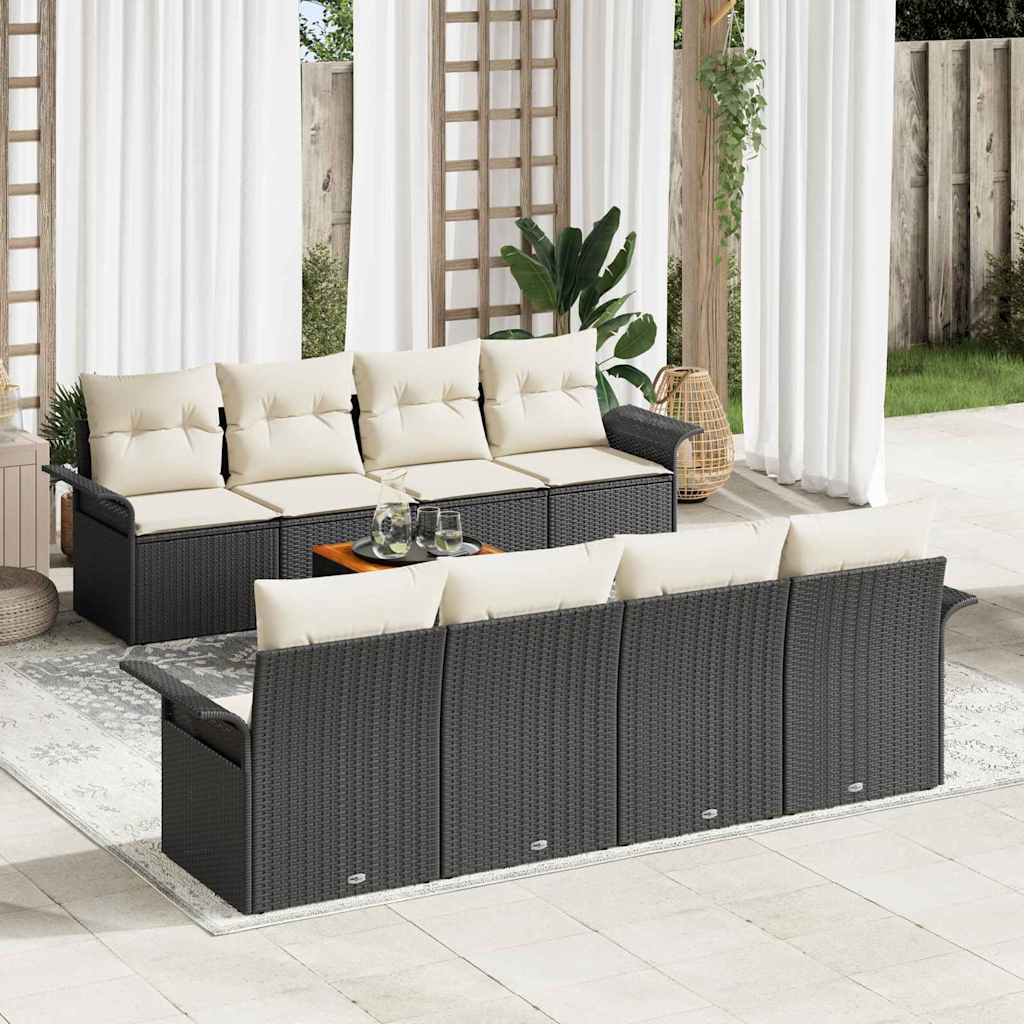 3355968_1.jpg Gartensofa-set mit Speicher 9 pcs Schwarz und Creme Poly-Rattan – Bild 1