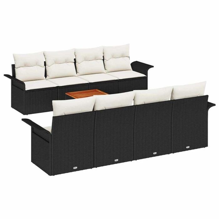 Gartensofa-set mit Speicher 9 pcs Schwarz und Creme Poly-Rattan – Bild 2