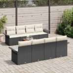 Gartensofa-set mit Speicher 9 pcs Schwarz und Creme Poly-Rattan – Bild 3