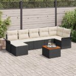 Gartensofa-set mit Speicher 8 pcs Schwarz und Creme Poly-Rattan