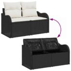 Gartensofa-set mit Speicher 7 pcs Schwarz und Creme Poly-Rattan – Bild 9