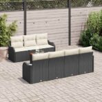 Gartensofa-set mit Speicher 8 pcs Schwarz und Creme Poly-Rattan – Bild 3